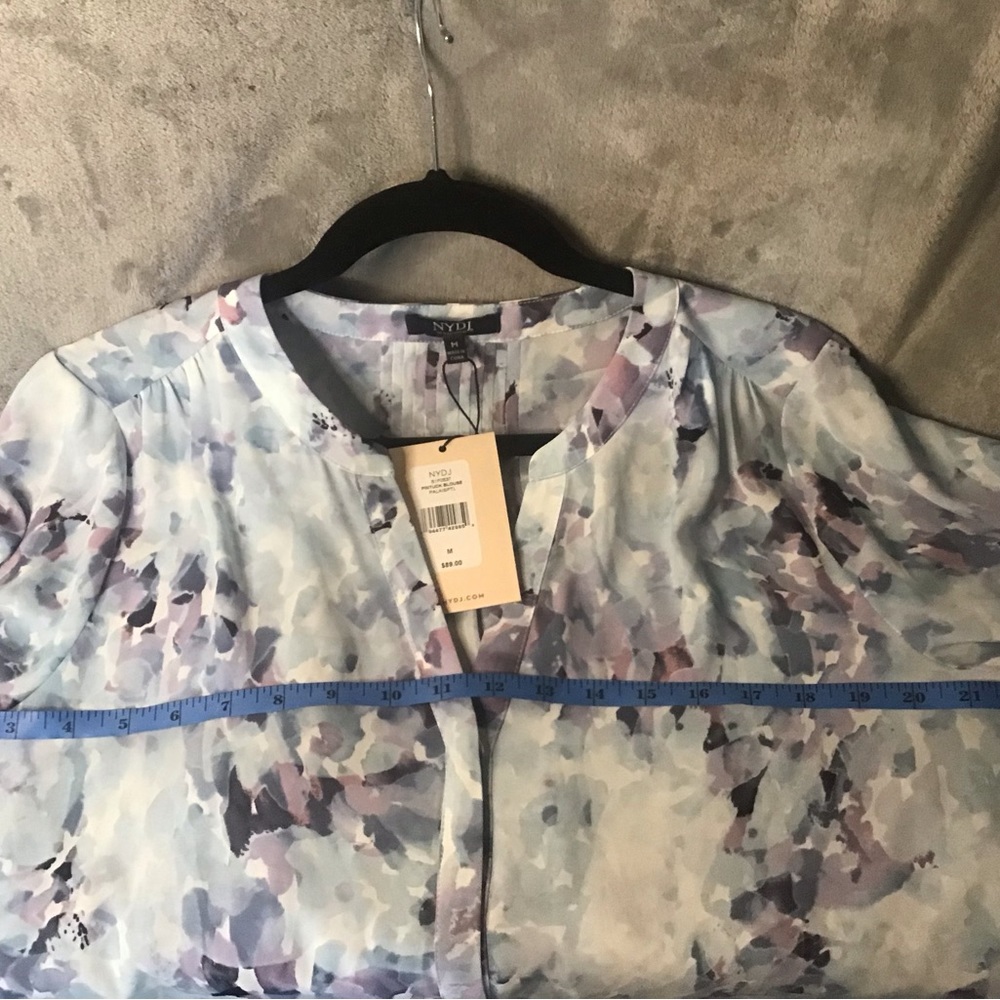 NYDJ Light Blue Lavender Floral Watercolor Blouse - Picture 4 of 8